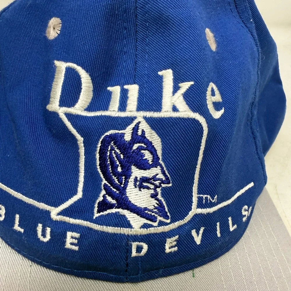 Vintage Duke Blue Devils Snapback Hat Twins Enterprise Blue Grey Mens Cap NCAA